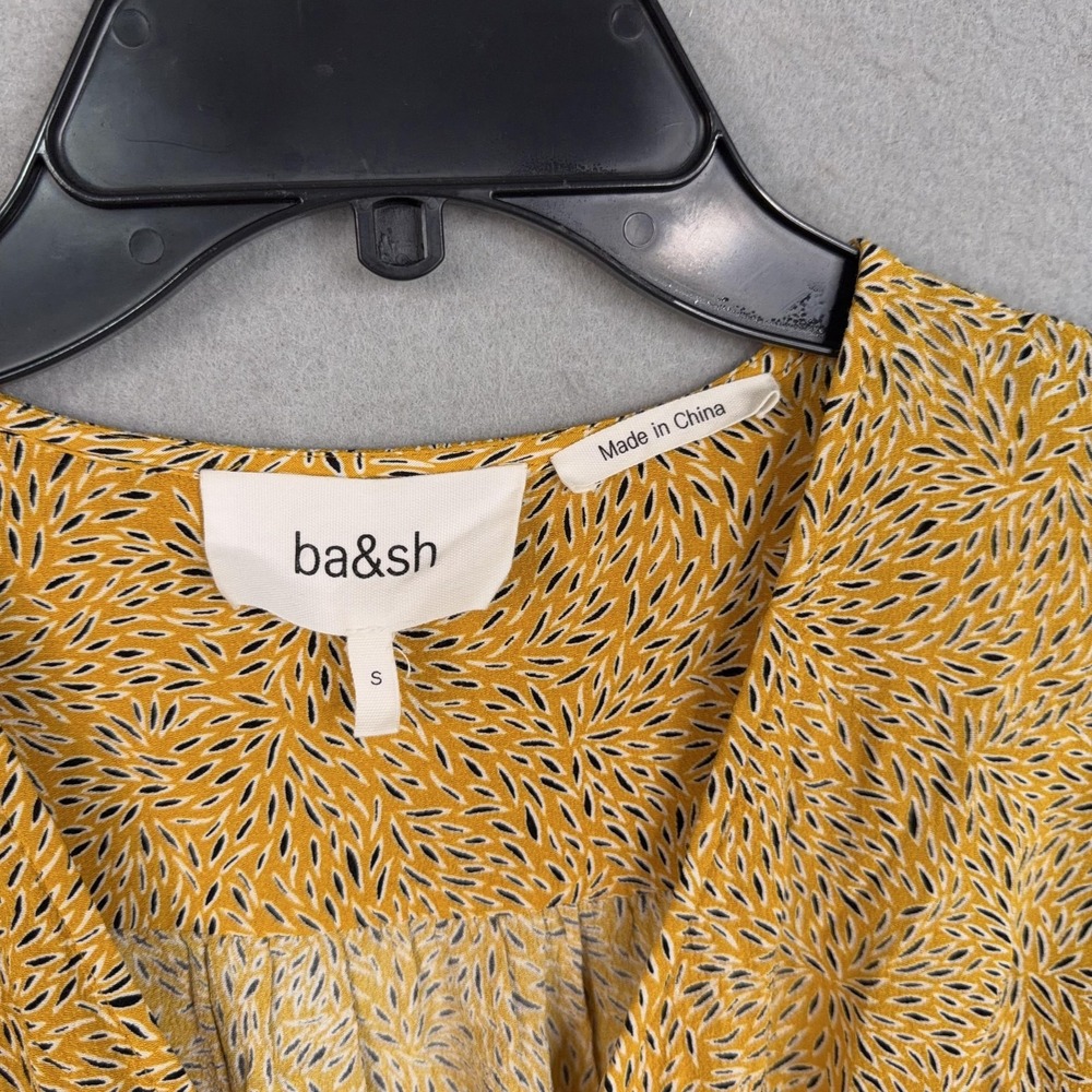 Ba&sh Dress Womens Small Yellow Floral Wrap Ruffle Belina Curry Mini Summer - Picture 4 of 12